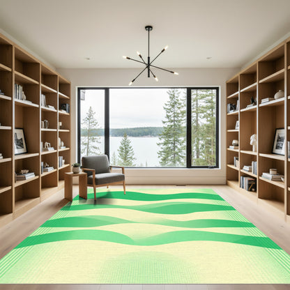 Green Gradient Abstract Wave Rug