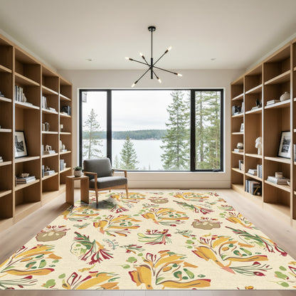 Earthy Abstract Floral Spray Rug