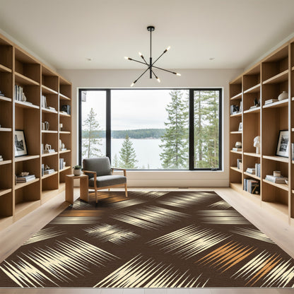 Tan Brushstroke Square Composition Rug