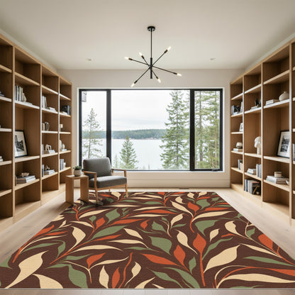 Earthy Autumn Branch Leaf Harmony Rug