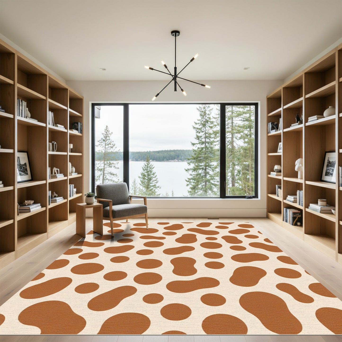 Brown Spots Cream Abstract Organic Surface Rug