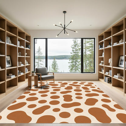 Brown Spots Cream Abstract Organic Surface Rug