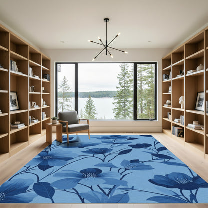 Indigo Floral Vine Branches Rug