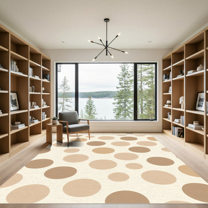 Neutral Earth Tone Polka Dot Rug