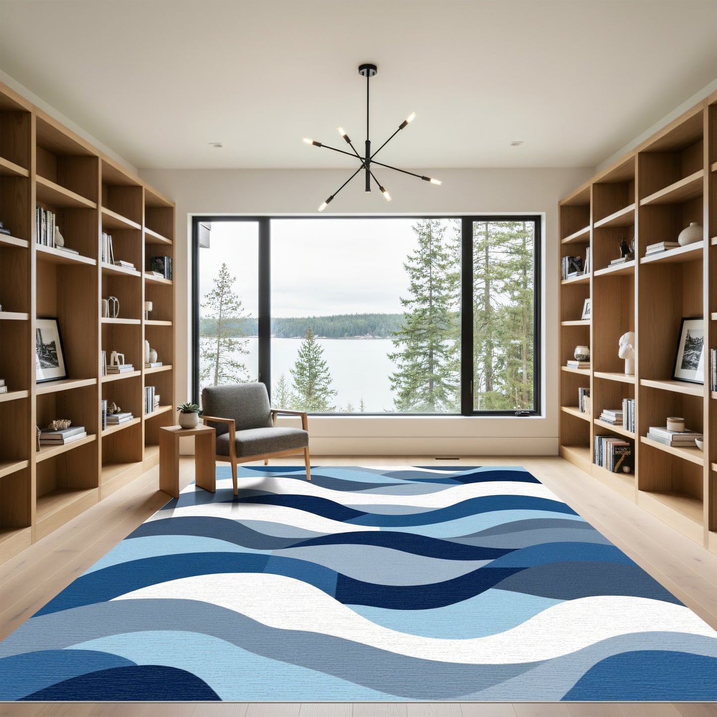 Ocean Wave Blue Abstract Rug