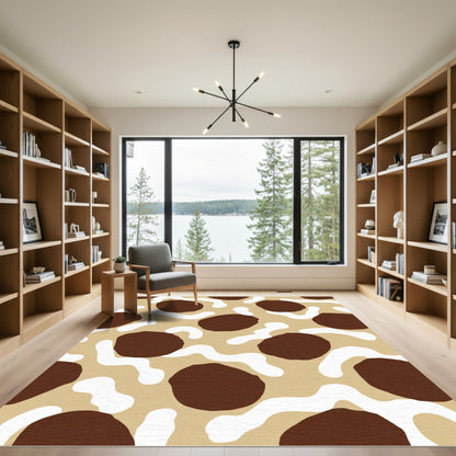 Brown White Organic Blob Rug