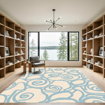 Pale Blue Swirling Abstract Forms Rug