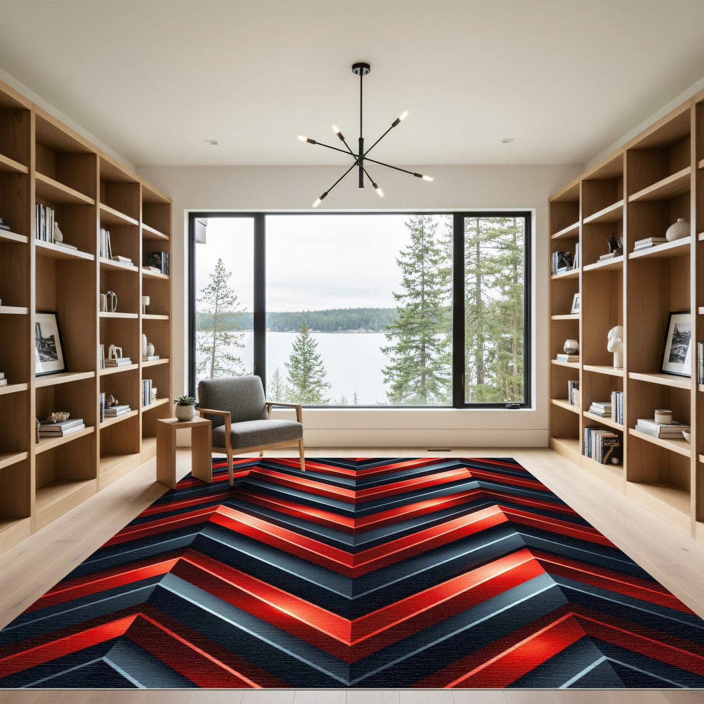 Bold Red Chevron Dimensional Rug