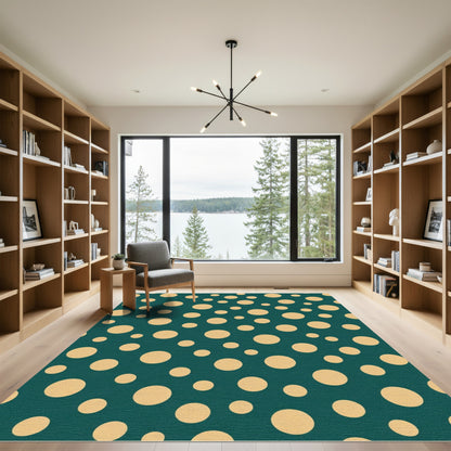 Deep Teal Cream Polka Dot Scatter Rug