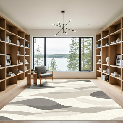 Neutral Toned Abstract Wave Landscape Rug