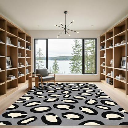 Modern Gray Leopard Spots Contemporary Rug