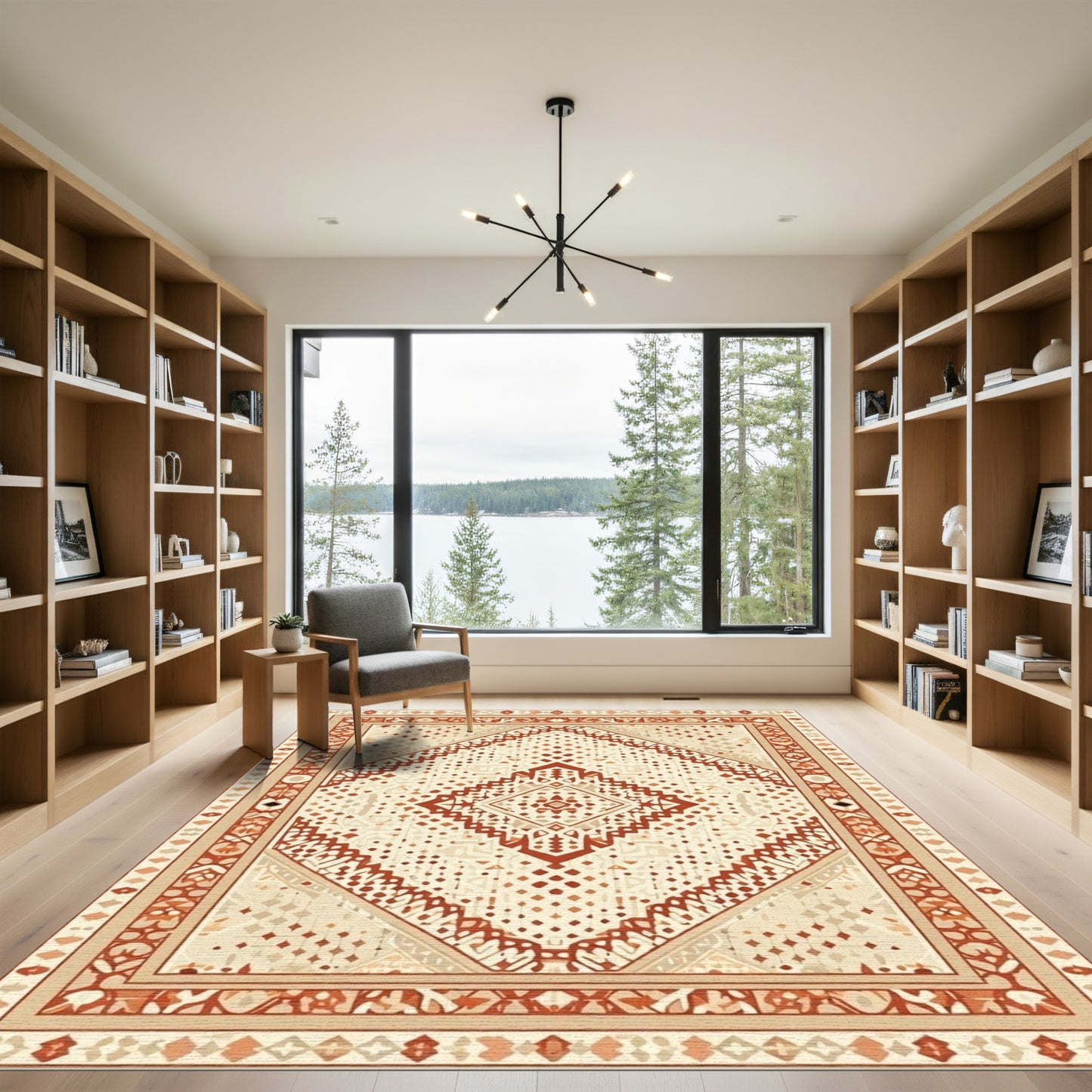 Earthy Geometric Diamond Medallion Rug