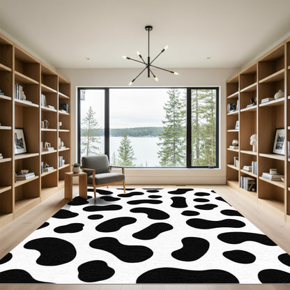 Black White Organic Spots Rug