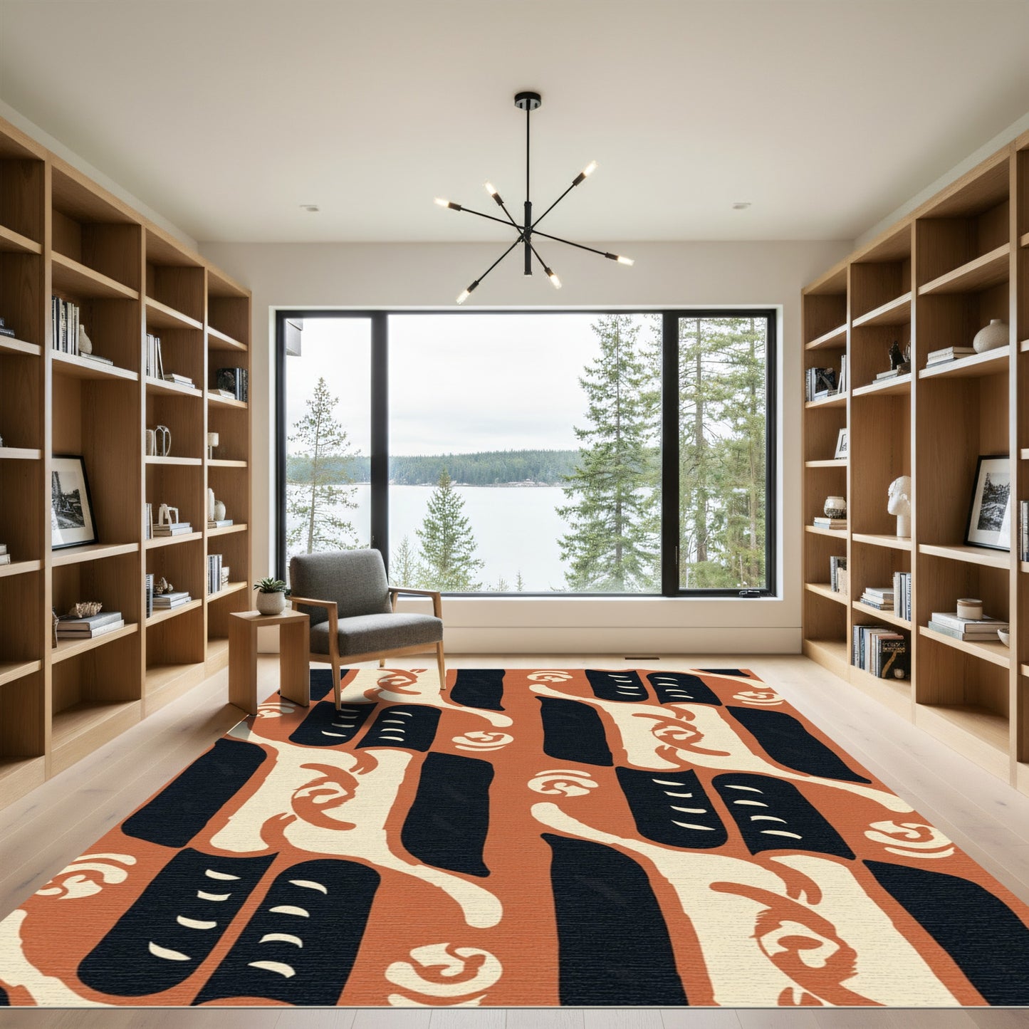 Terracotta Organic Abstract Shapes Rug