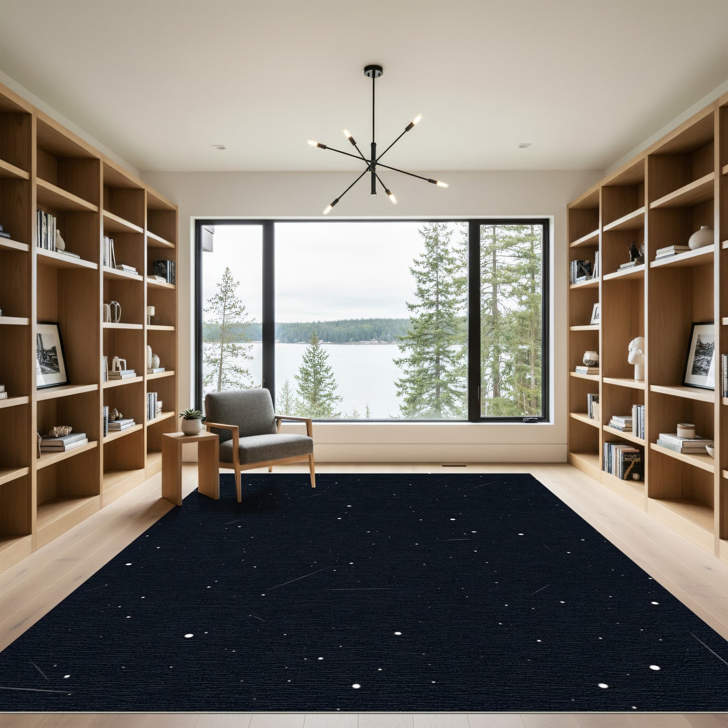 Dark Night Sky Shooting Stars Rug