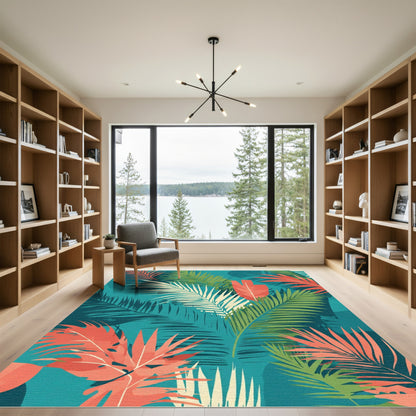 Tropical Leaf Paradise Collage Rug