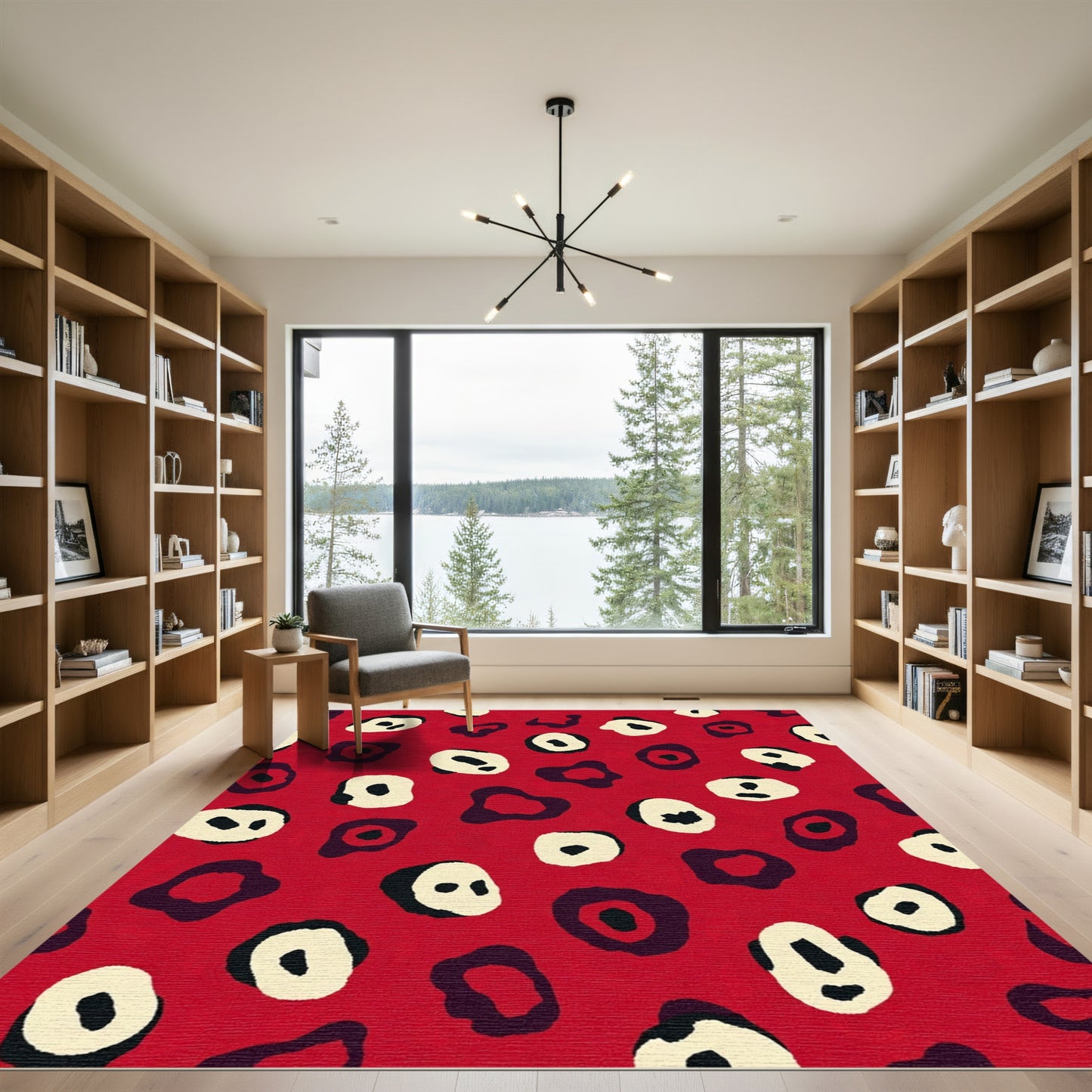 Crimson Abstract Animal Spot Rug
