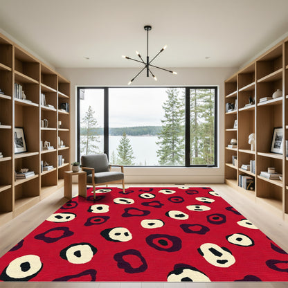 Crimson Abstract Animal Spot Rug