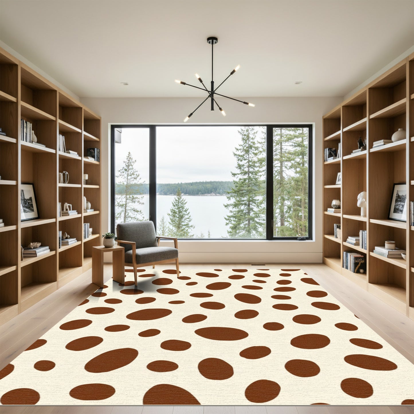 Cream and Brown Blotchy Spots Rug