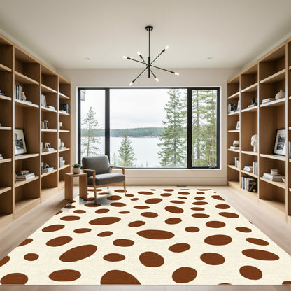 Cream and Brown Blotchy Spots Rug