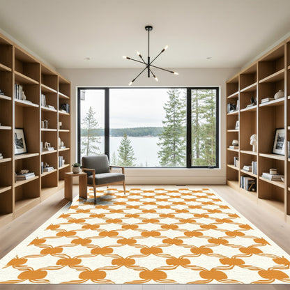 Orange Geometric Bow Lattice Rug