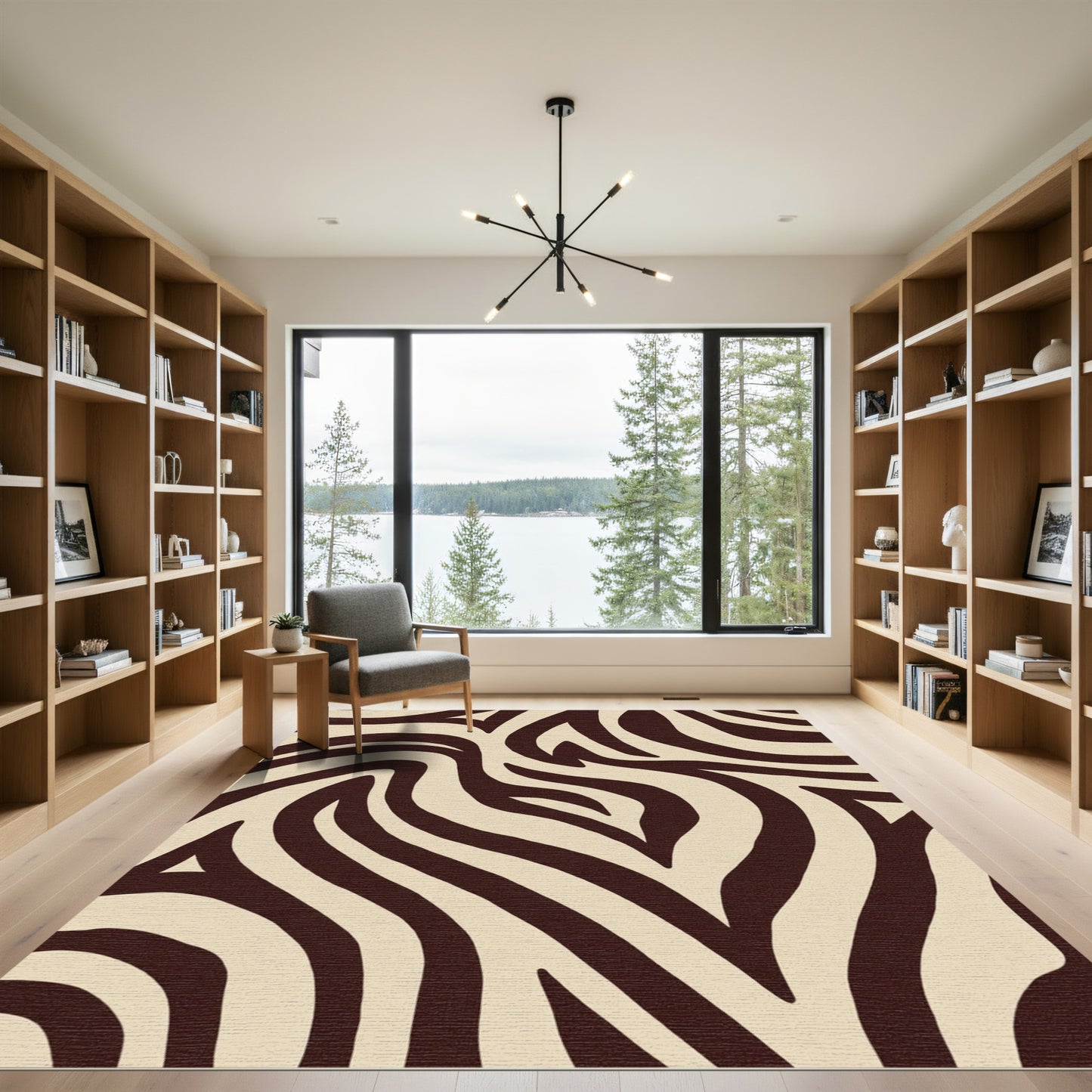 Brown Cream Zebra Stripe Rug