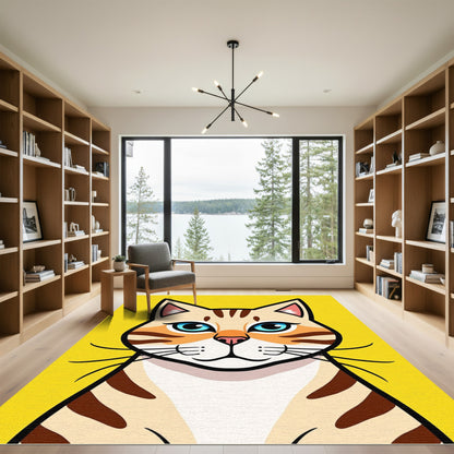 Cute Orange Tabby Cat Portrait Rug