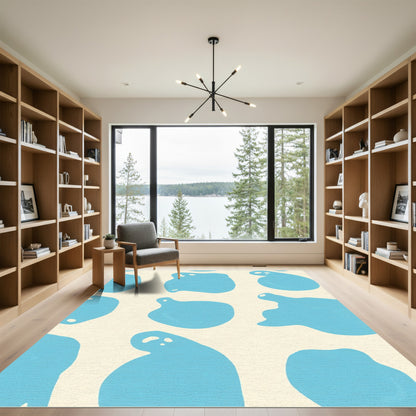 Abstract Blue Blob Composition Rug