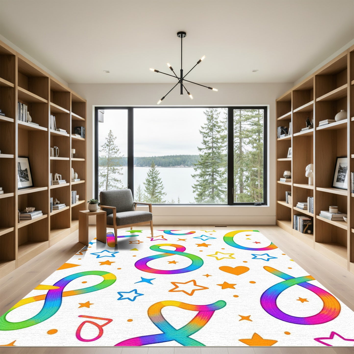 Gradient Rainbow Alphabet Stars Rug