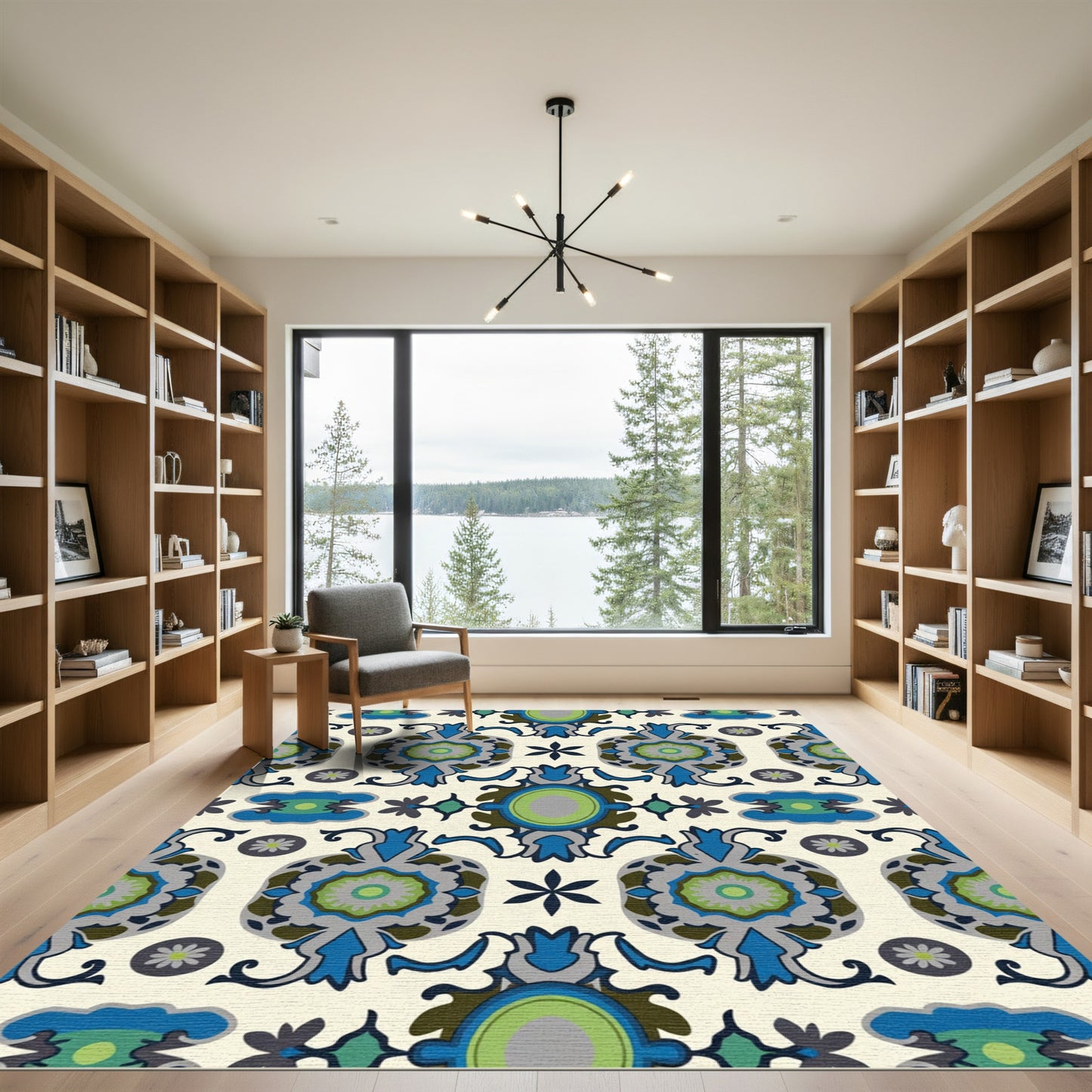Emerald Blue Ogee Medallion Rug