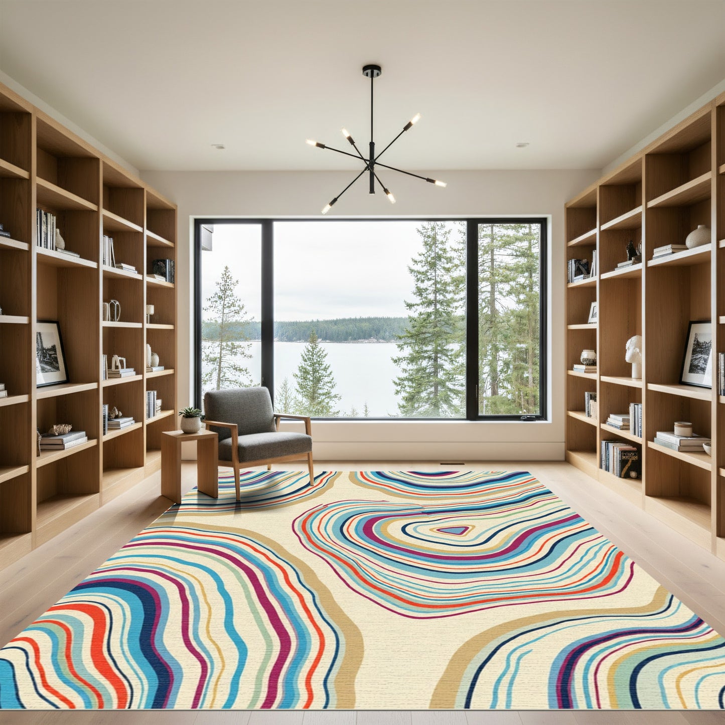 Vibrant Marbled Agate Swirl Rug