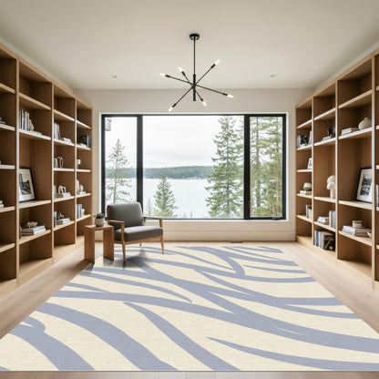 Abstract Blue Stripe Suede Texture Rug