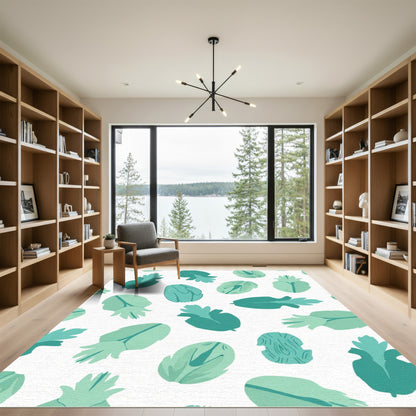 Teal Leaf Medley All Over Print Rug