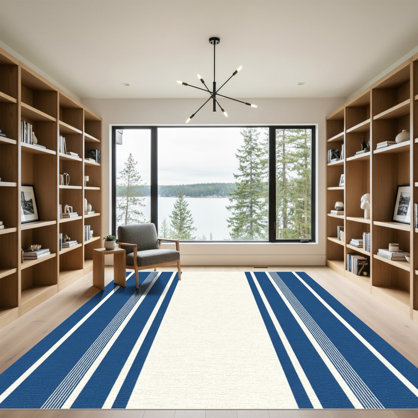 Classic Blue White Stripe Rug