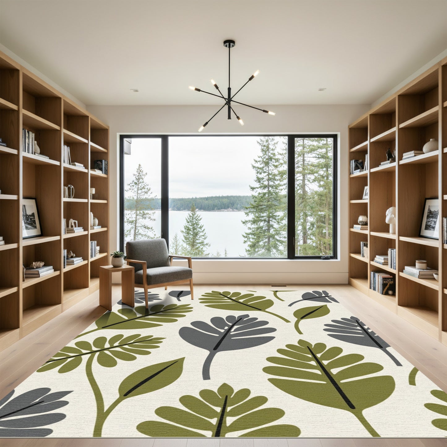 Mid Century Modern Leafy Branches Rug