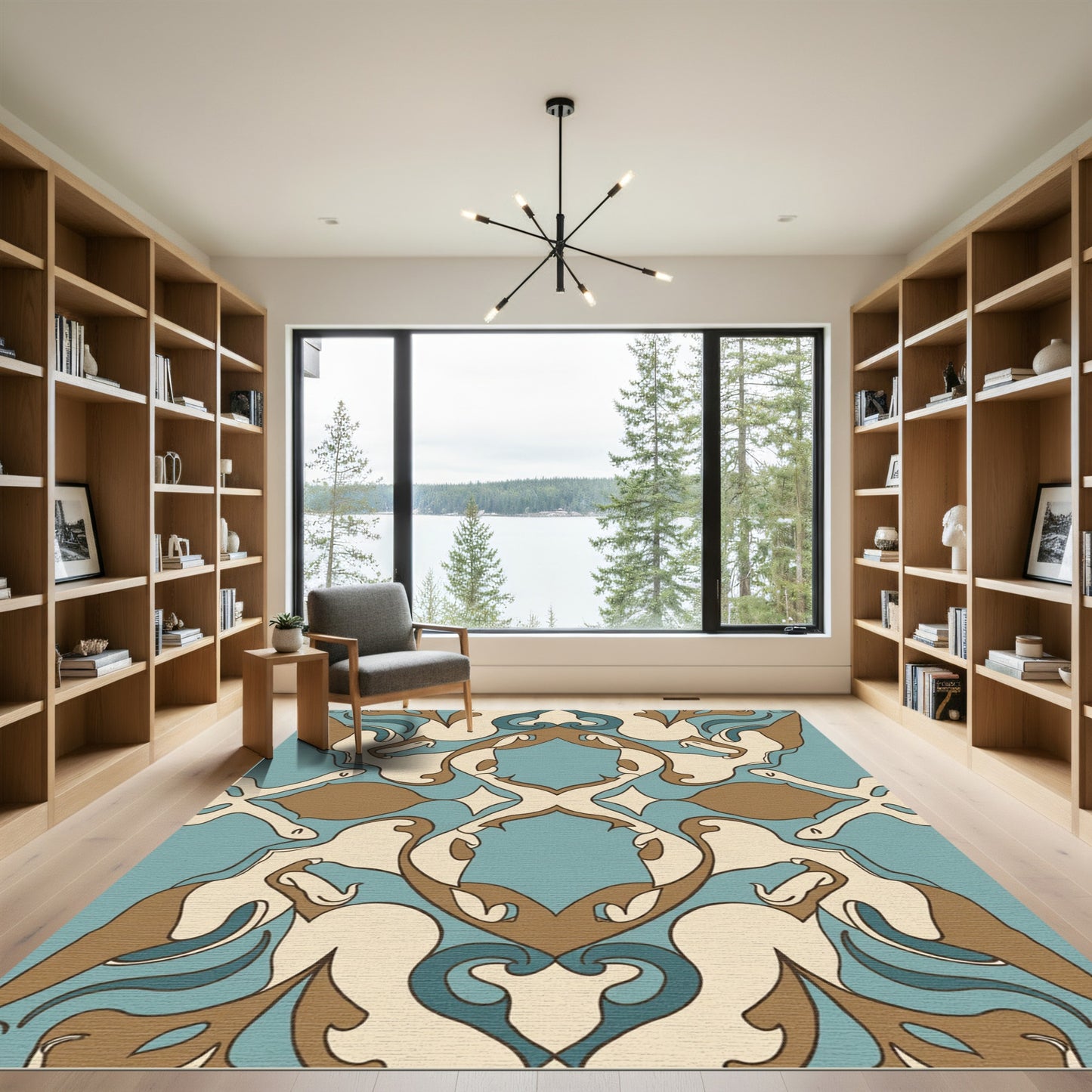 Midcentury Abstract Swirl Arabesque Rug