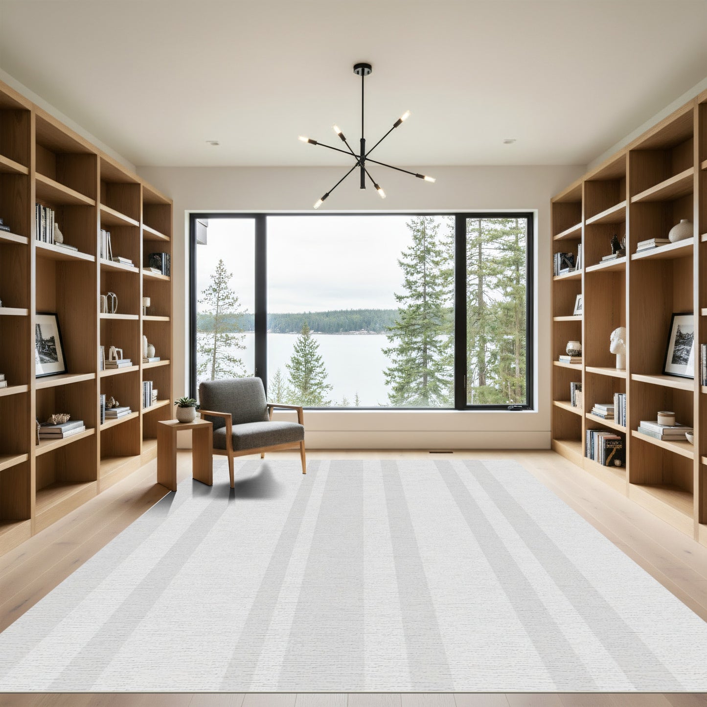Subtle Gray Vertical Stripe Rug