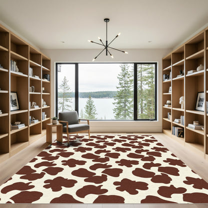 Brown Cream Spotted Abstract Shapes Rug
