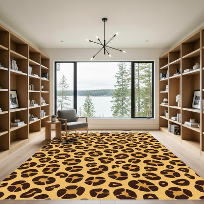 Golden Brown Spotted Animal Print Rug