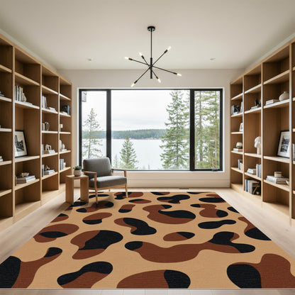 Brown Black Abstract Spots Rug
