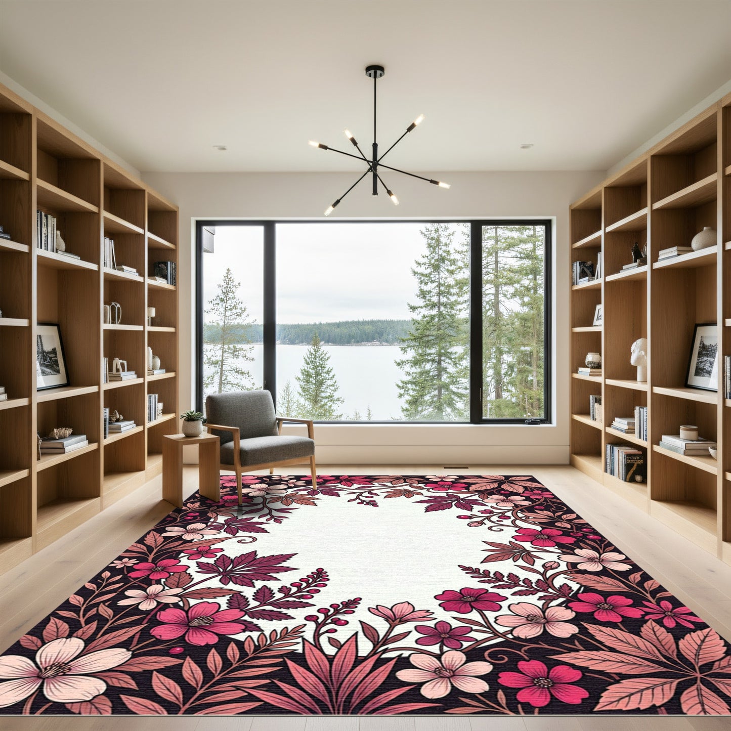 Crimson Berry Blossom Vines Rug