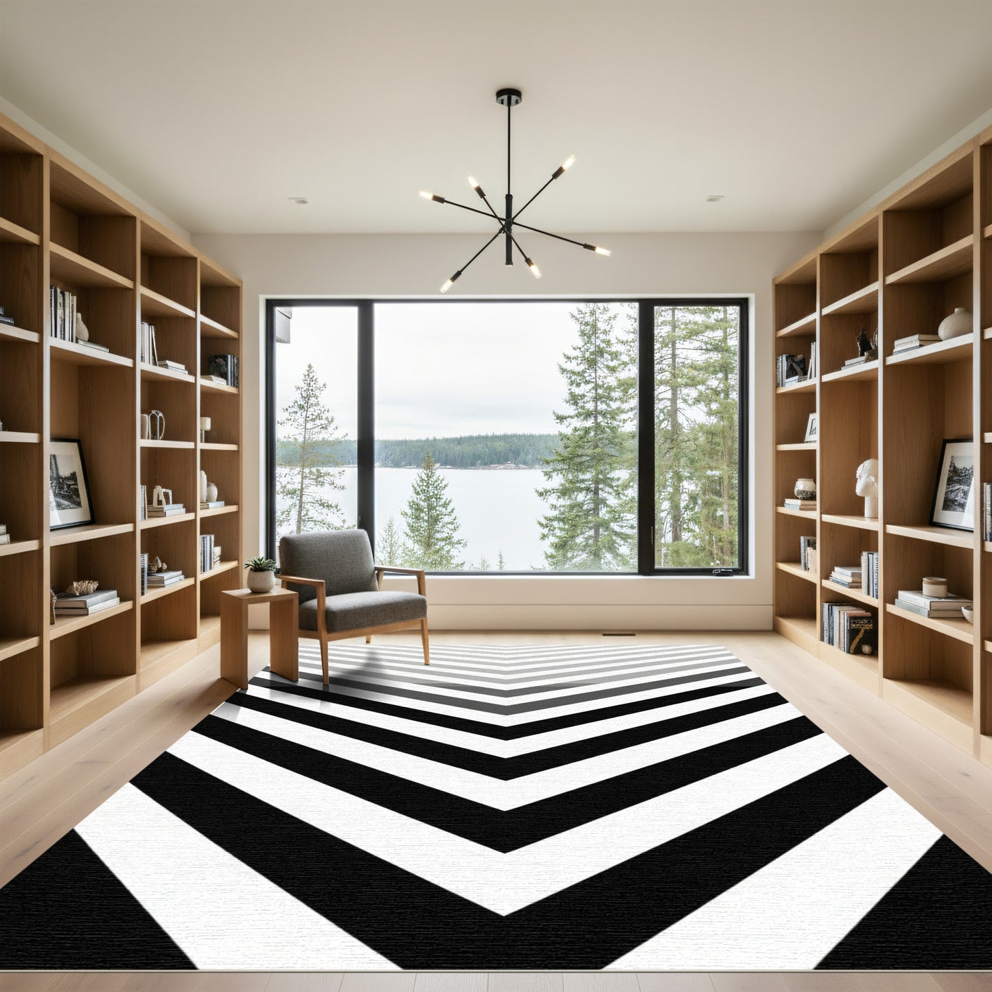 Monochromatic Chevron Angles Rug