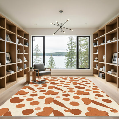 Brown Terra Cotta Blob Cluster Arrangement Rug