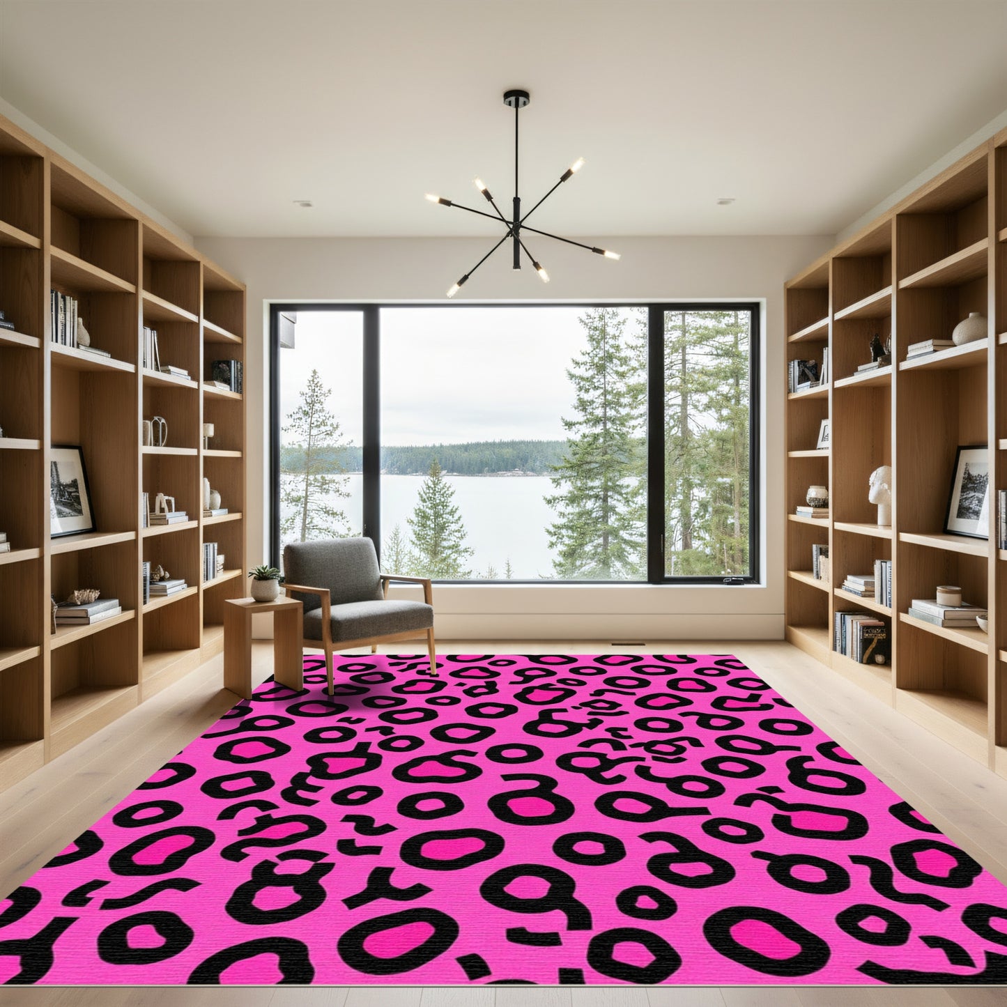 Pink Black Animal Spots Rug