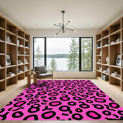 Pink Black Animal Spots Rug