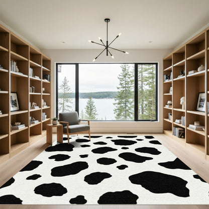 Bold Black and White Spills Rug