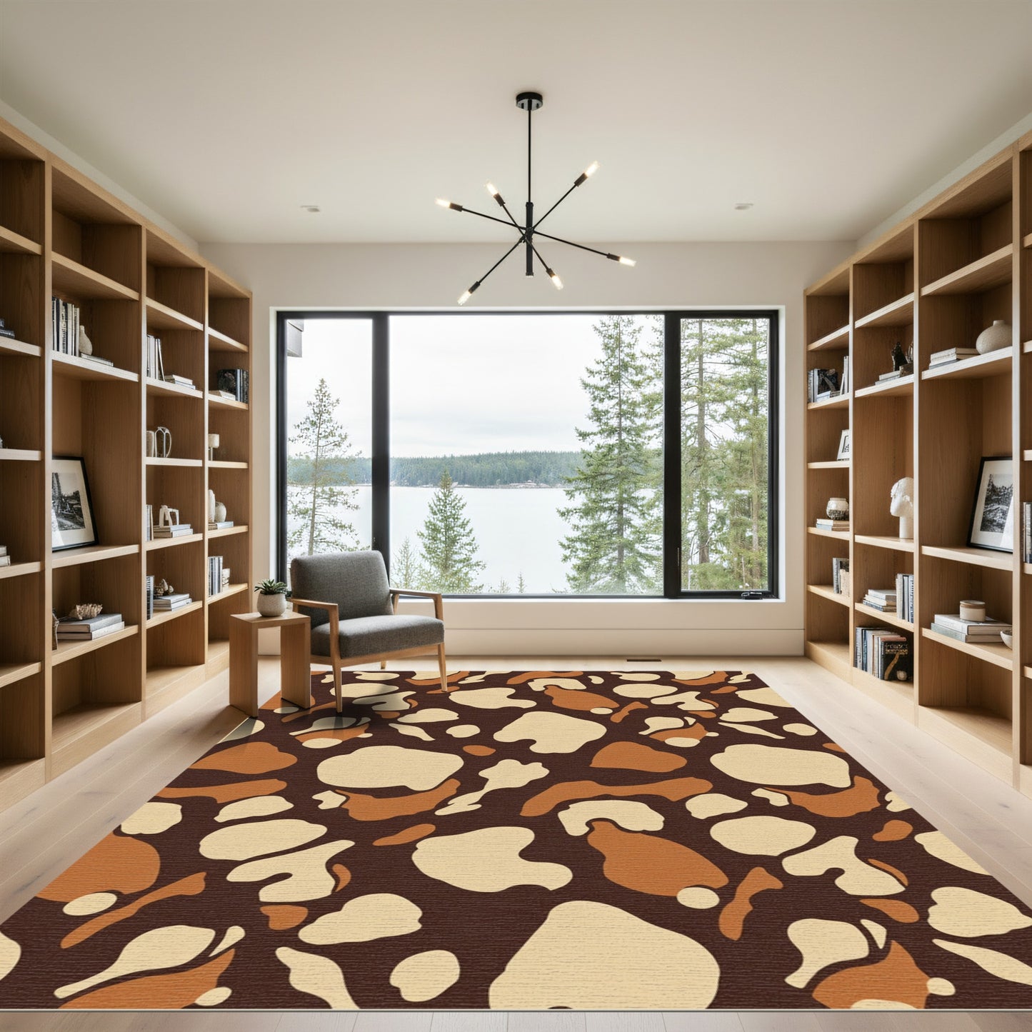 Brown Tan Irregular Organic Shapes Rug