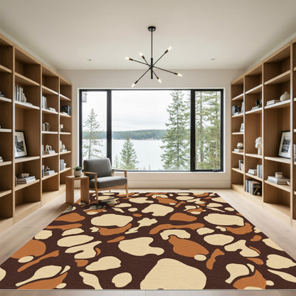 Brown Tan Irregular Organic Shapes Rug