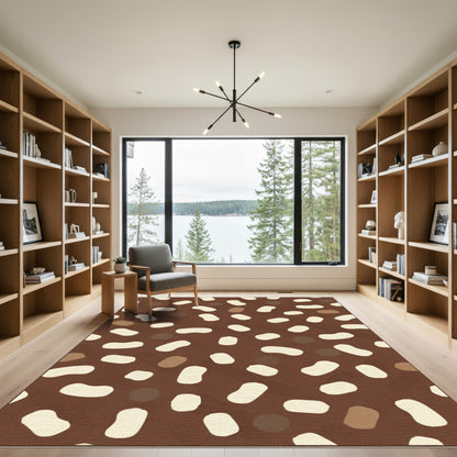 Brown Cream Speckled Organic Round Rug