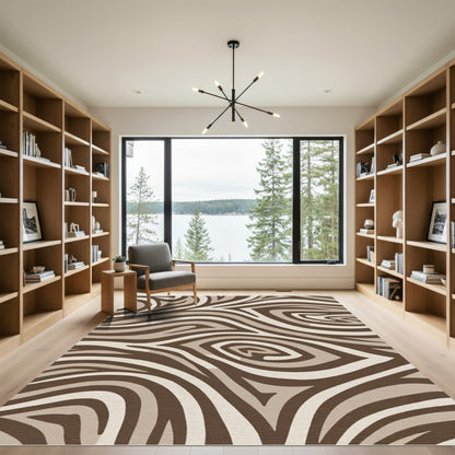 Earthy Taupe Zebra Swirl Rug